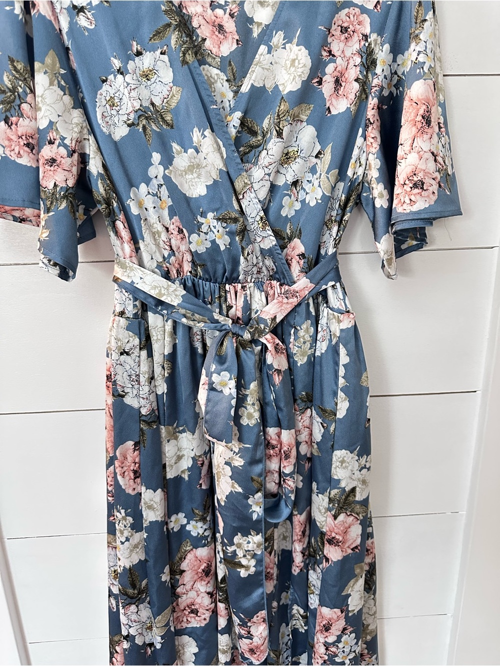 Baltic Born XXL Blue Floral Maxi Wrap Dress Boho Cottagecore Wedding Guest boho - Picture 4 of 14